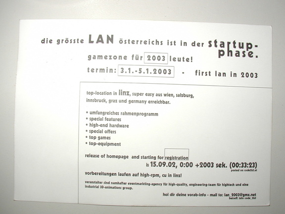 ein Flyer einer gewissen 2003er LAN anfang nächsten Jahres